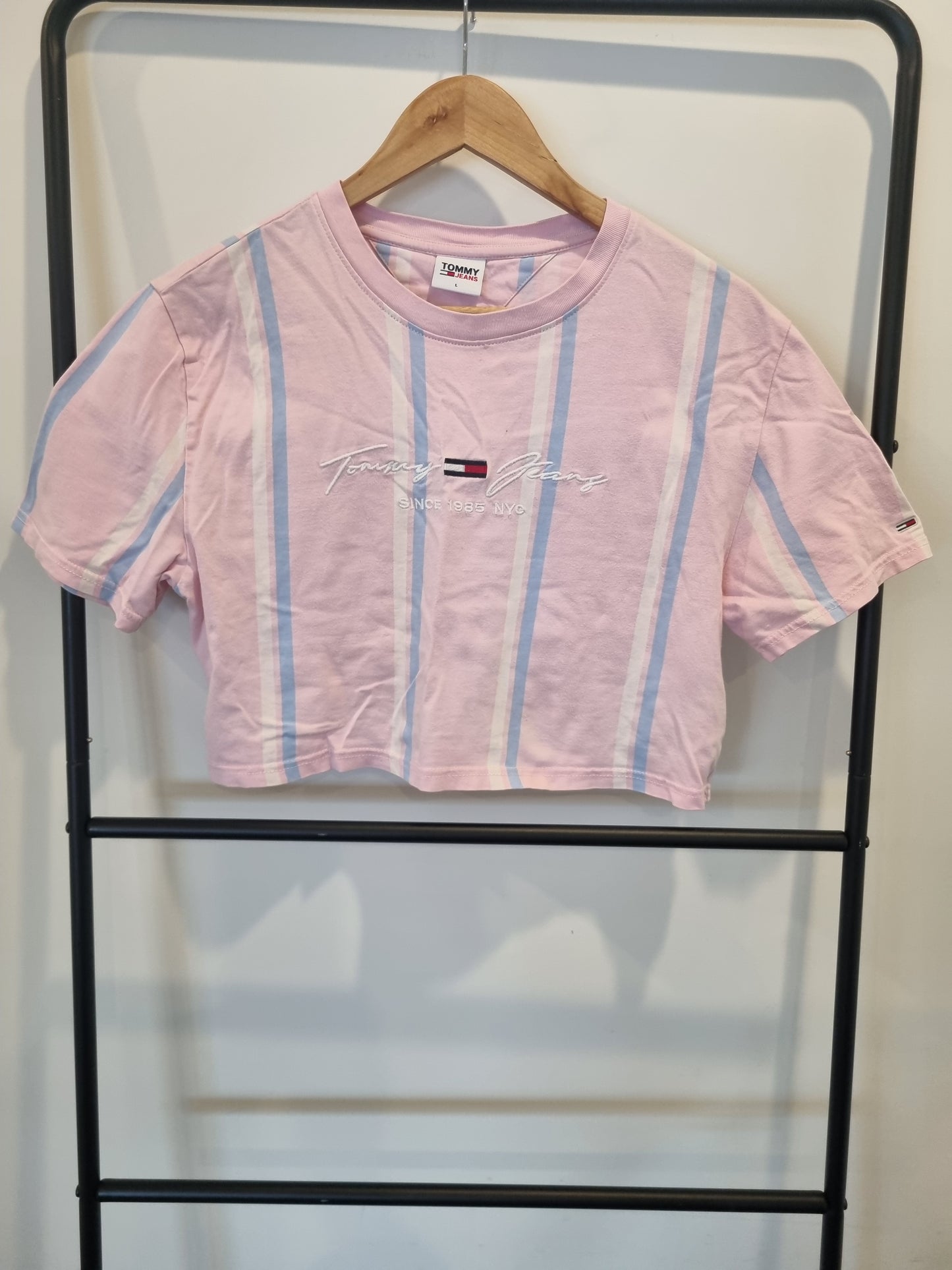 Tommy Jeans Striped Crop TShirt - Size L
