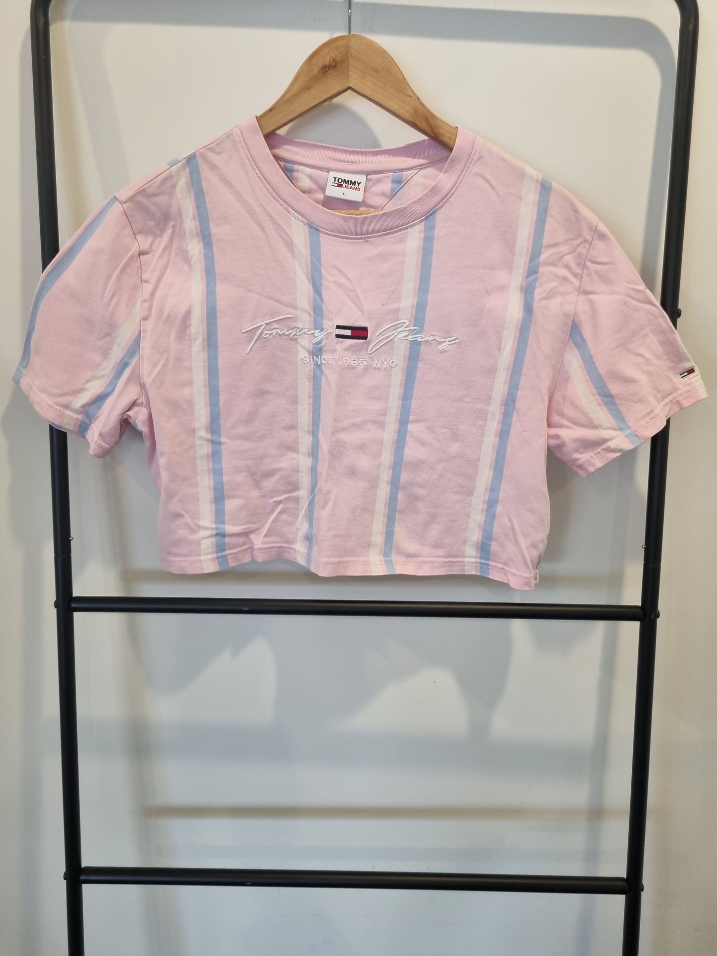 Tommy Jeans Striped Crop TShirt - Size L
