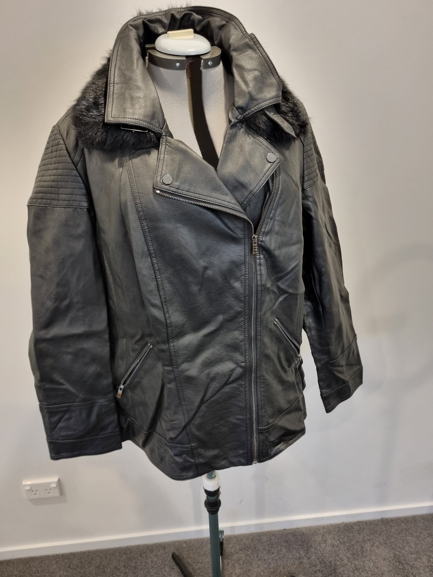 Autograph Leather-Look Jacket - Size 24