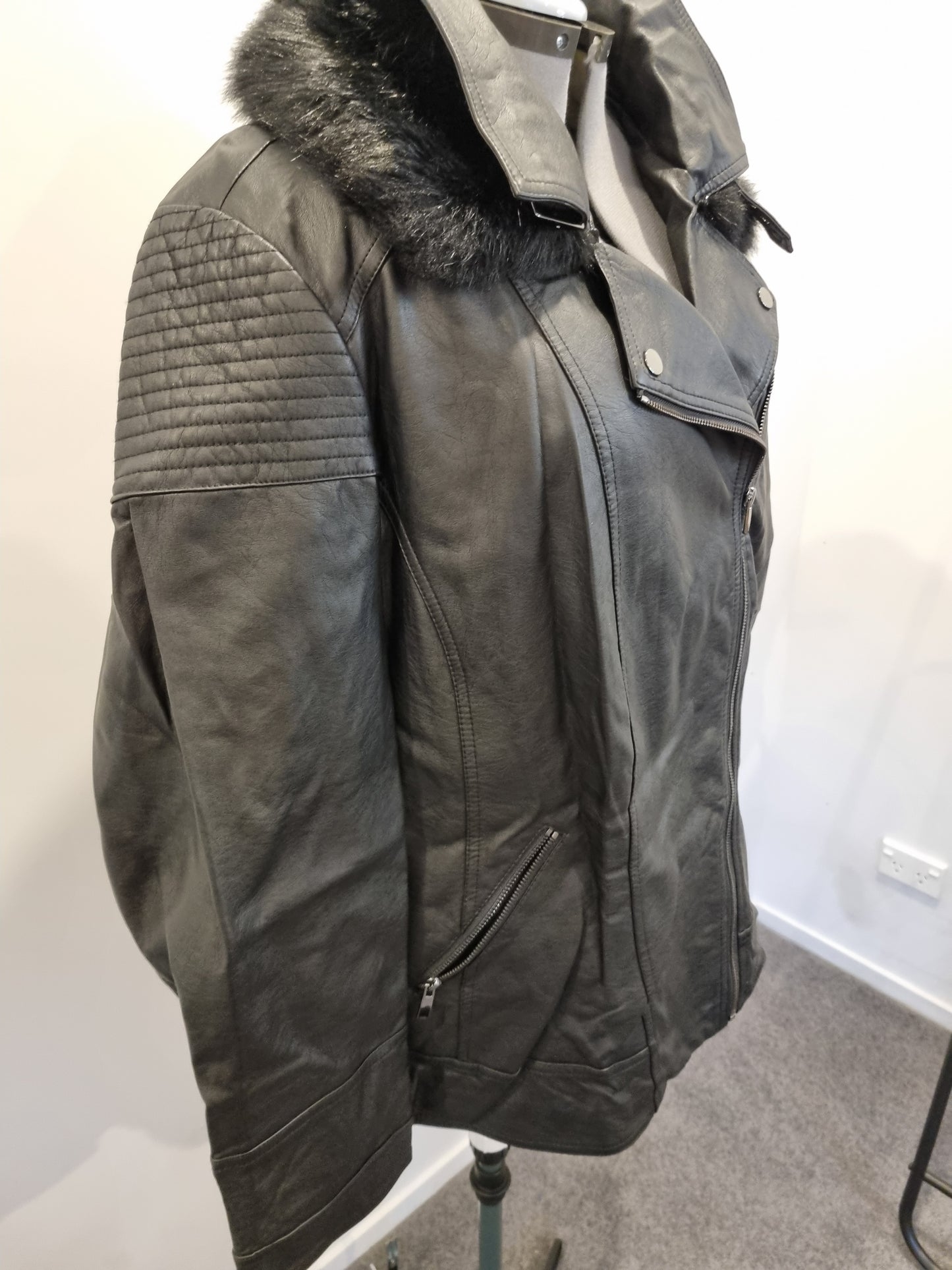 Autograph Leather-Look Jacket - Size 24