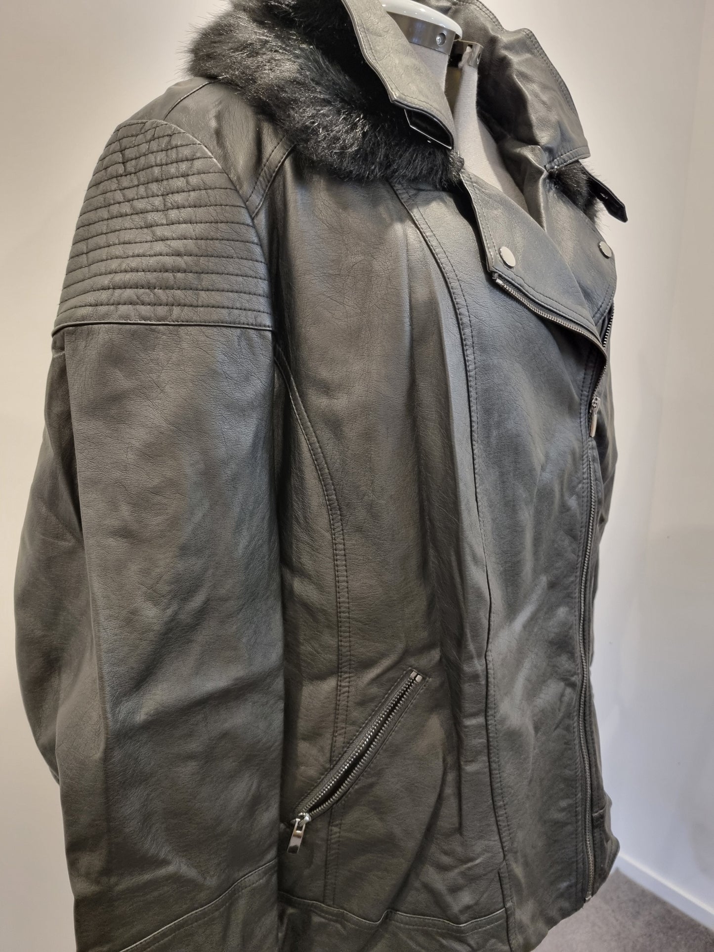 Autograph Leather-Look Jacket - Size 24
