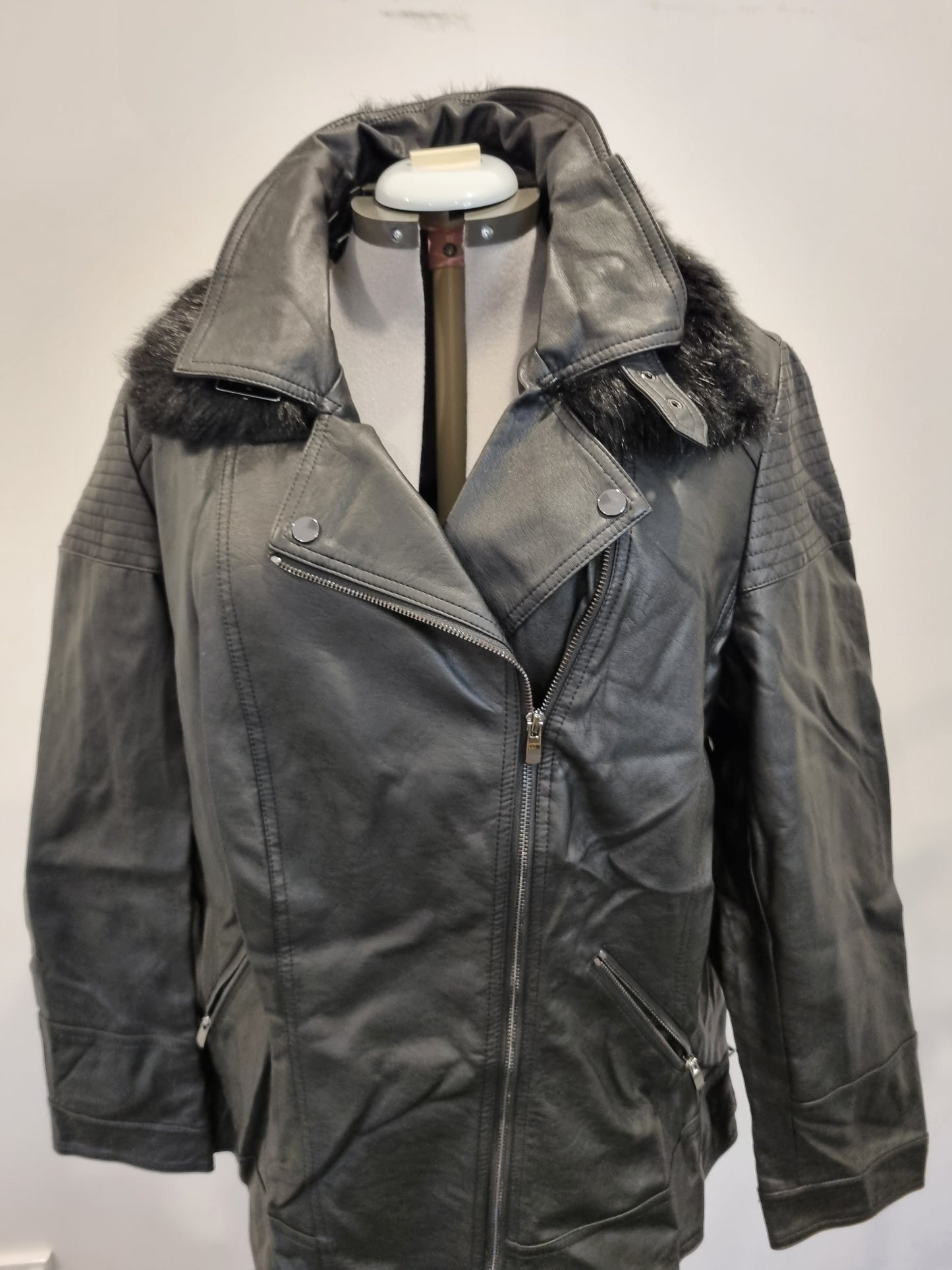 Autograph Leather-Look Jacket - Size 24