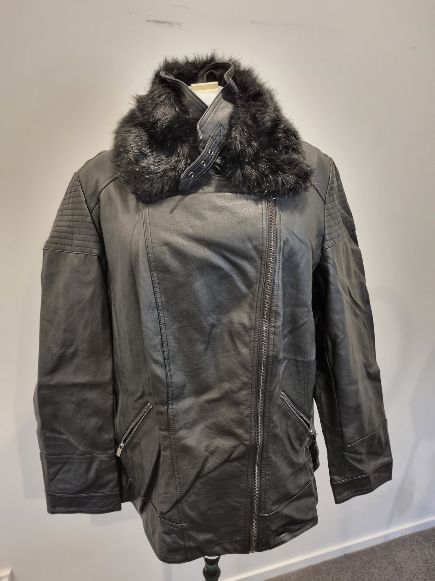 Autograph Leather-Look Jacket - Size 24