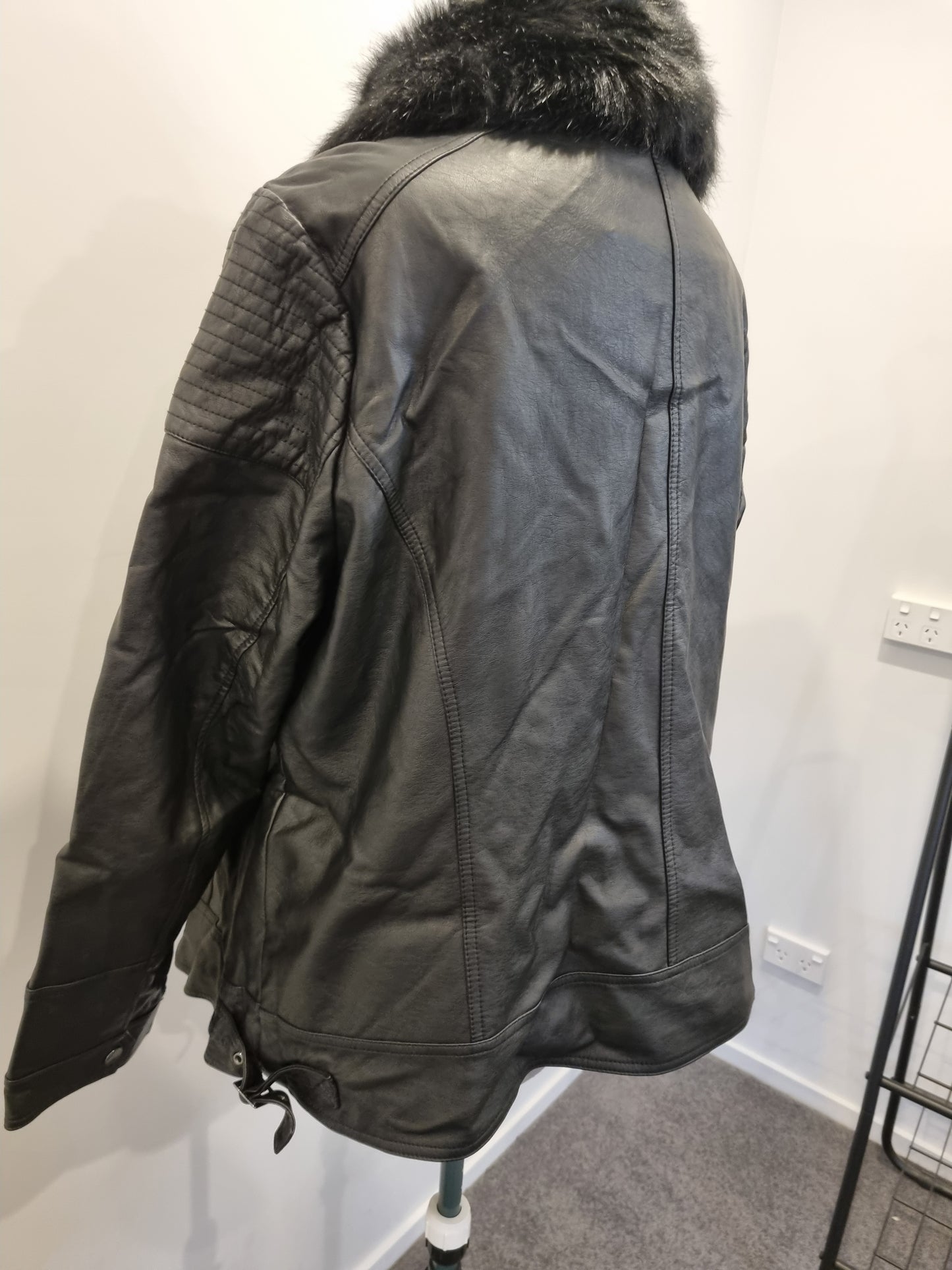 Autograph Leather-Look Jacket - Size 24