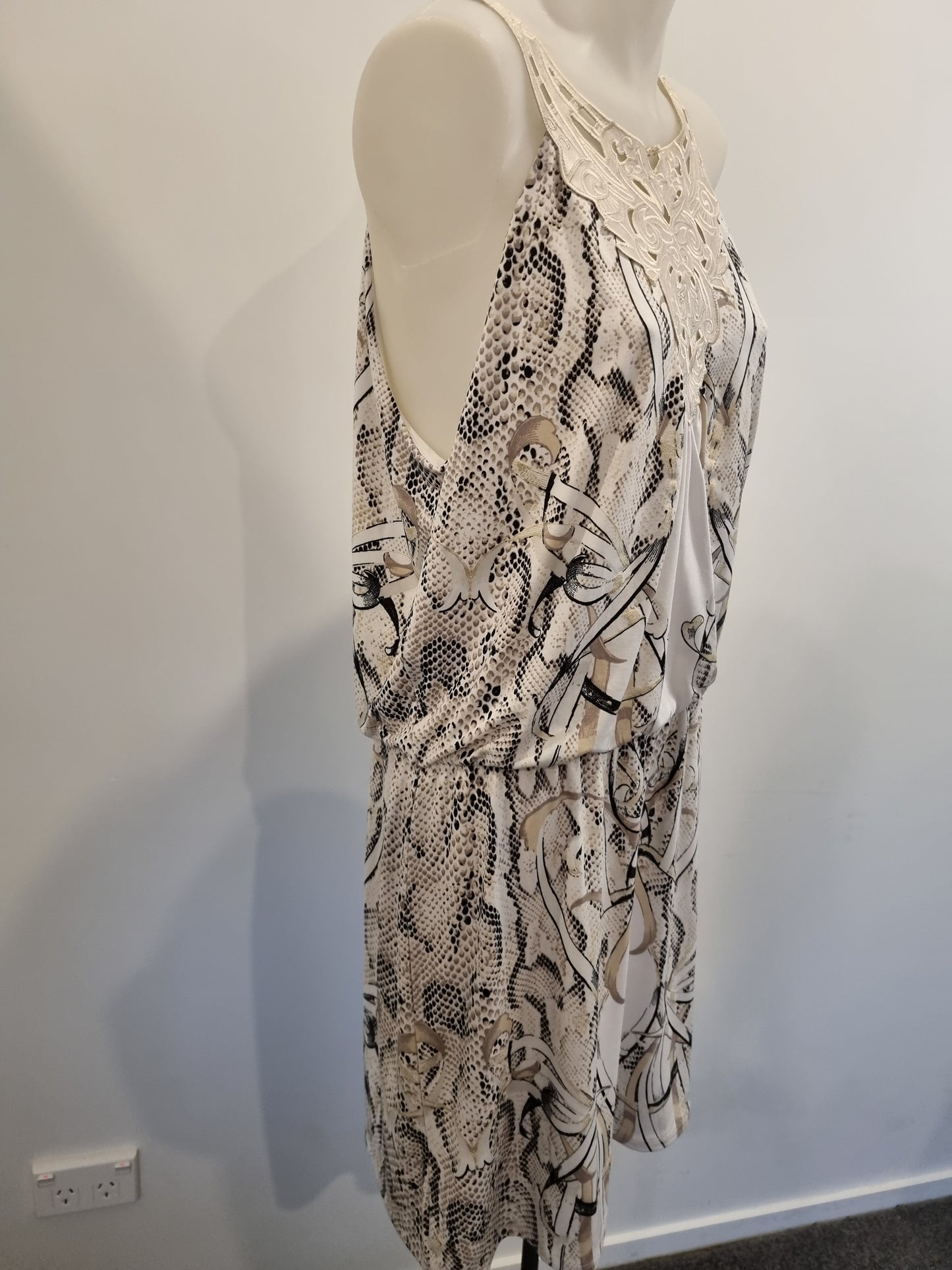 White Black Dress - Size L