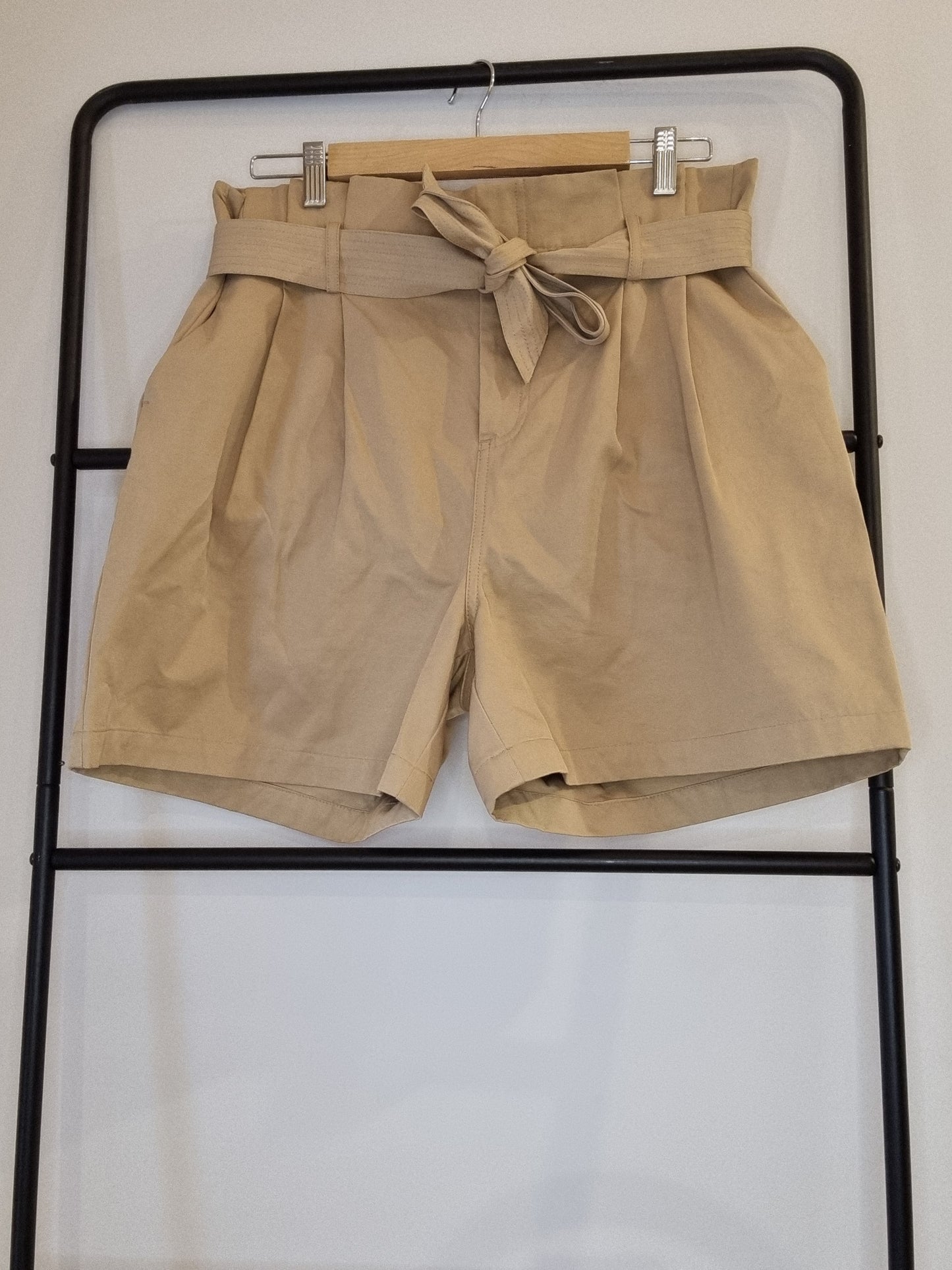 Max Drill Paperbag Waist Shorts - Size 12