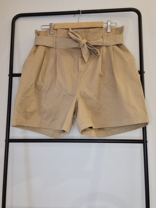 Max Drill Paperbag Waist Shorts - Size 12