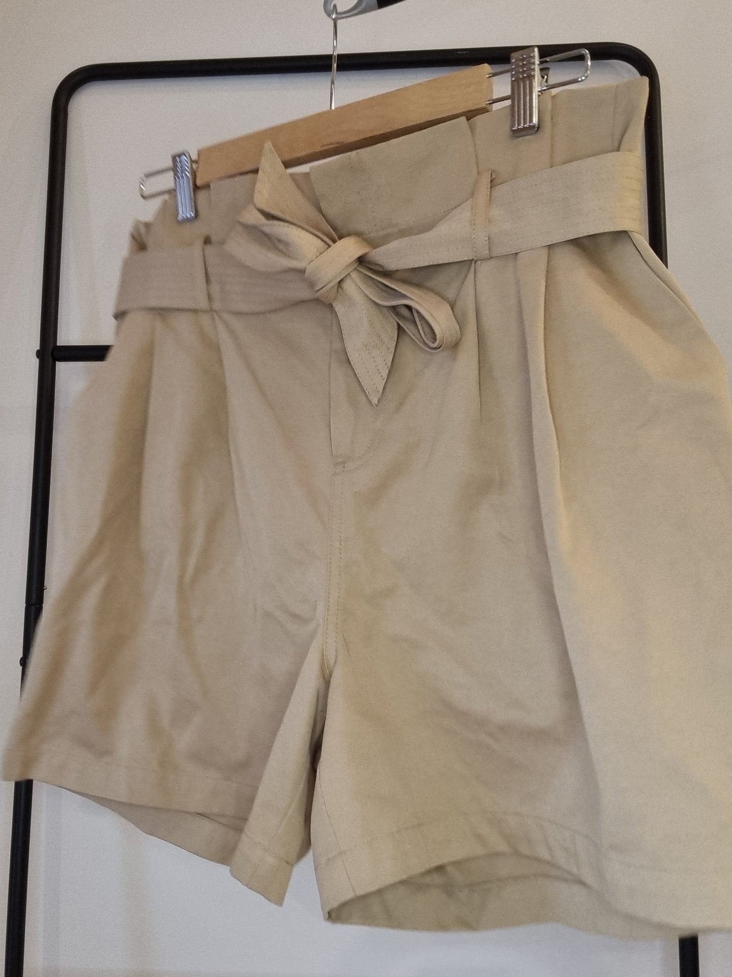 Max Drill Paperbag Waist Shorts - Size 12