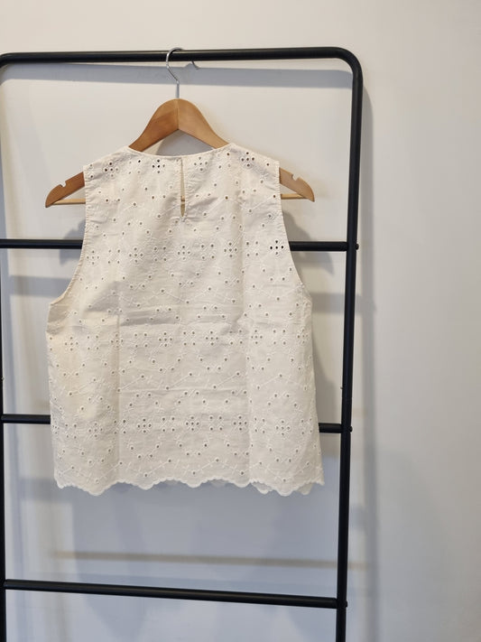 Zara Sleeveless Broderie Top  - Size M