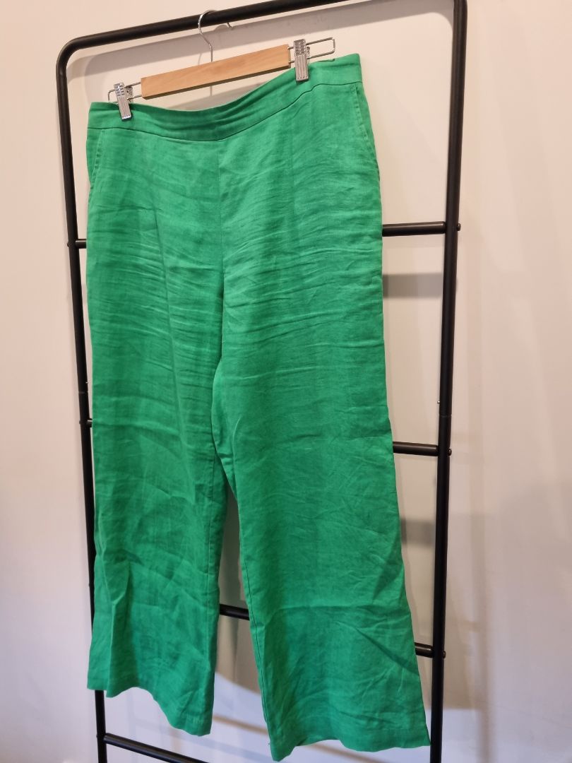 Green Yaly Couture Linen Pants, M