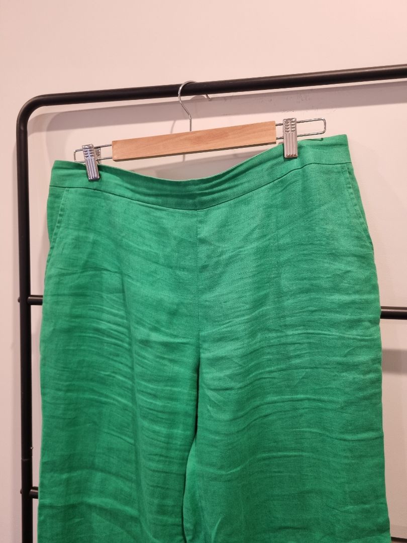 Green Yaly Couture Linen Pants, M