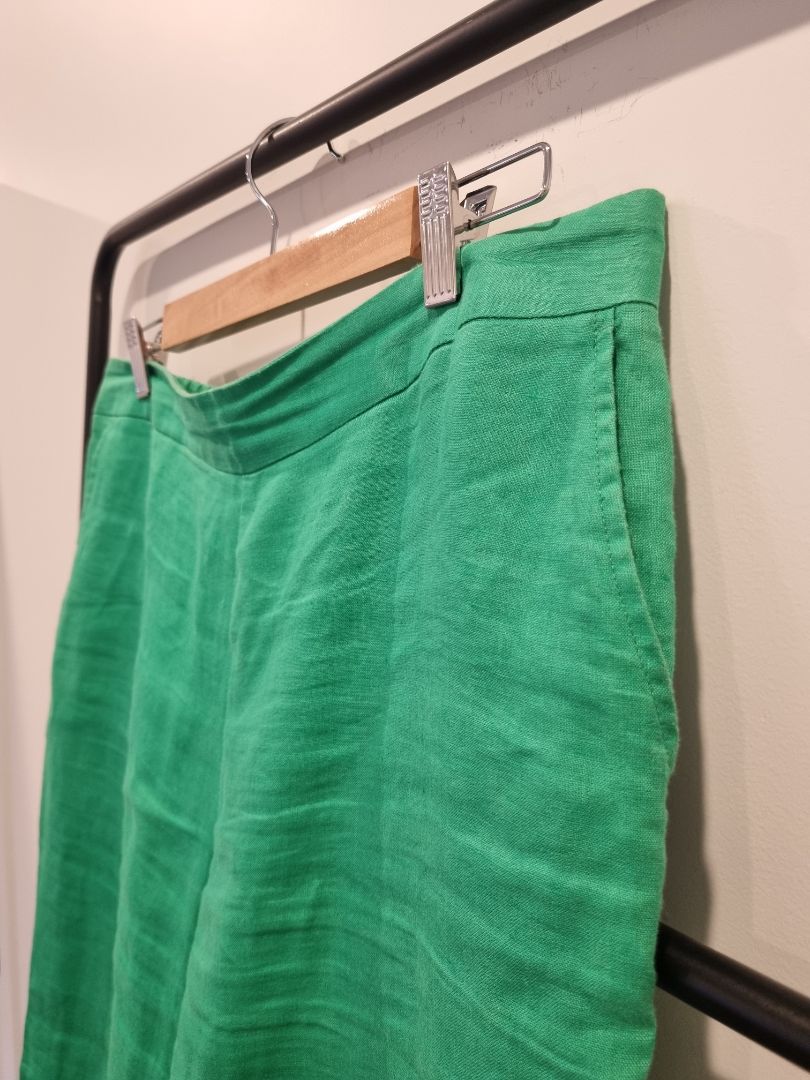 Green Yaly Couture Linen Pants, M