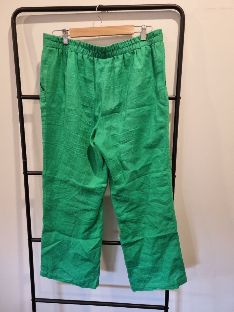 Green Yaly Couture Linen Pants, M
