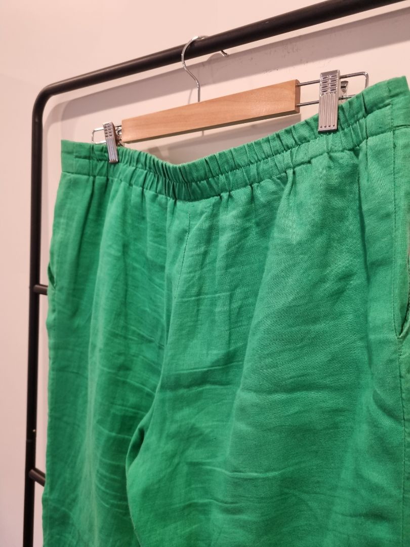 Green Yaly Couture Linen Pants, M