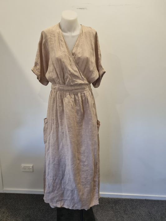 Brave + True Linen Wrap Dress - Size 14