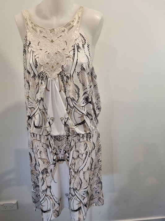 White Black Dress - Size L
